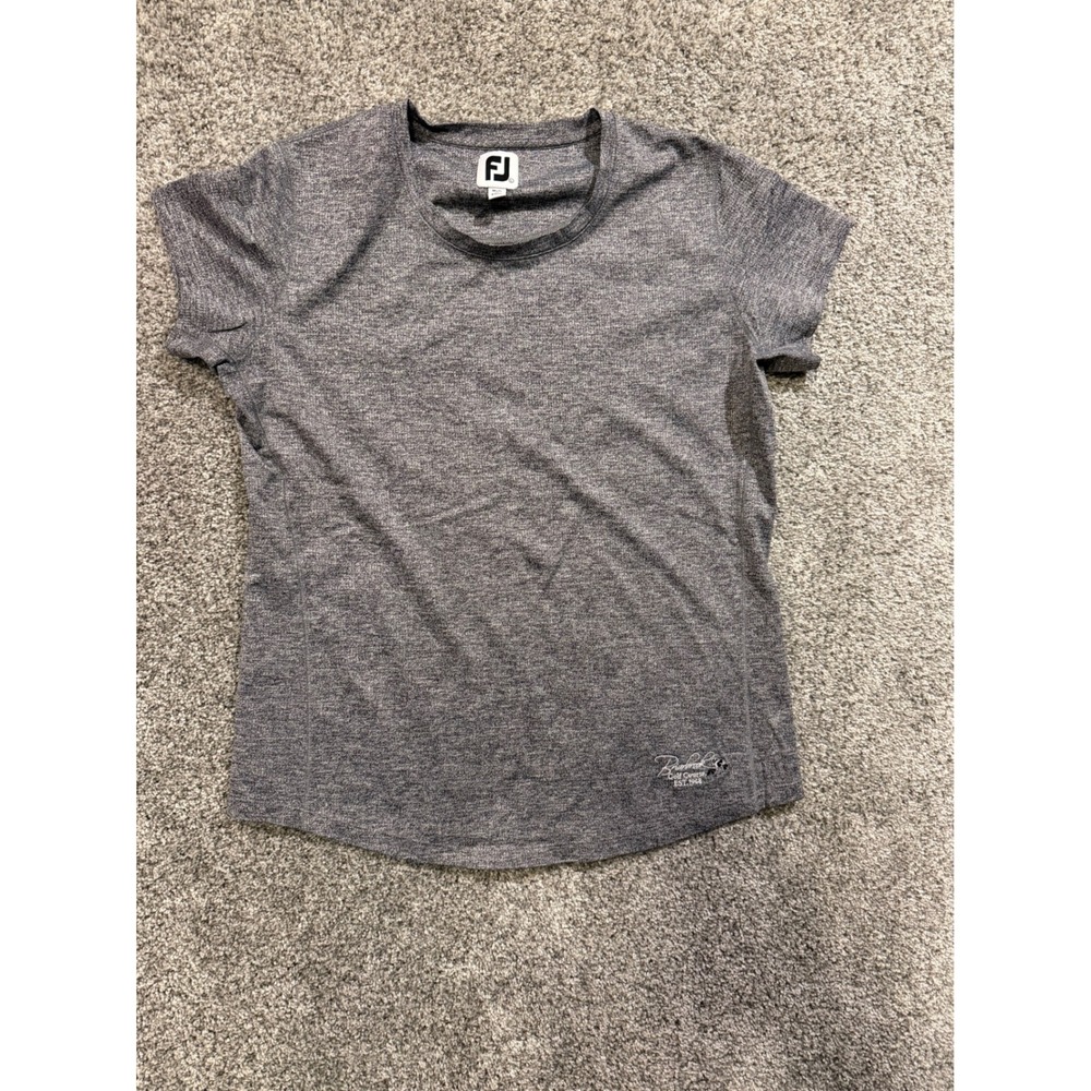 FJ FootJoy Golf Course Performance T Shirt Womens L Heather Gray Short Sleeve